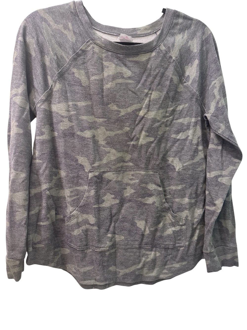 No Boundaries Gray/Olive Camo Pullover Long Sleeve Tee
